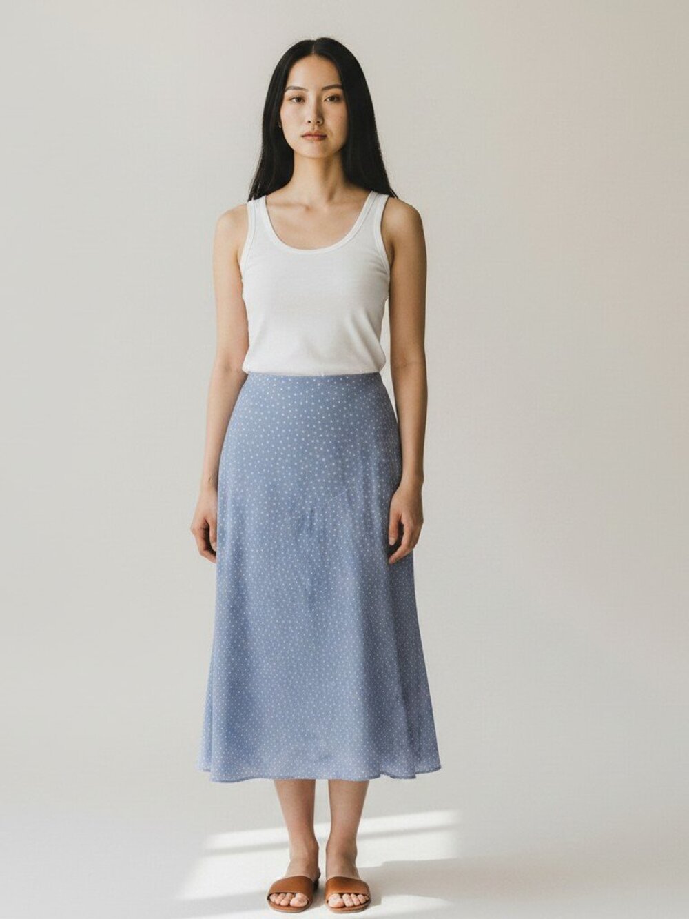 💙 Zenana Polka Dot High-Low Midi Skirt | NWOT | Fully Lined